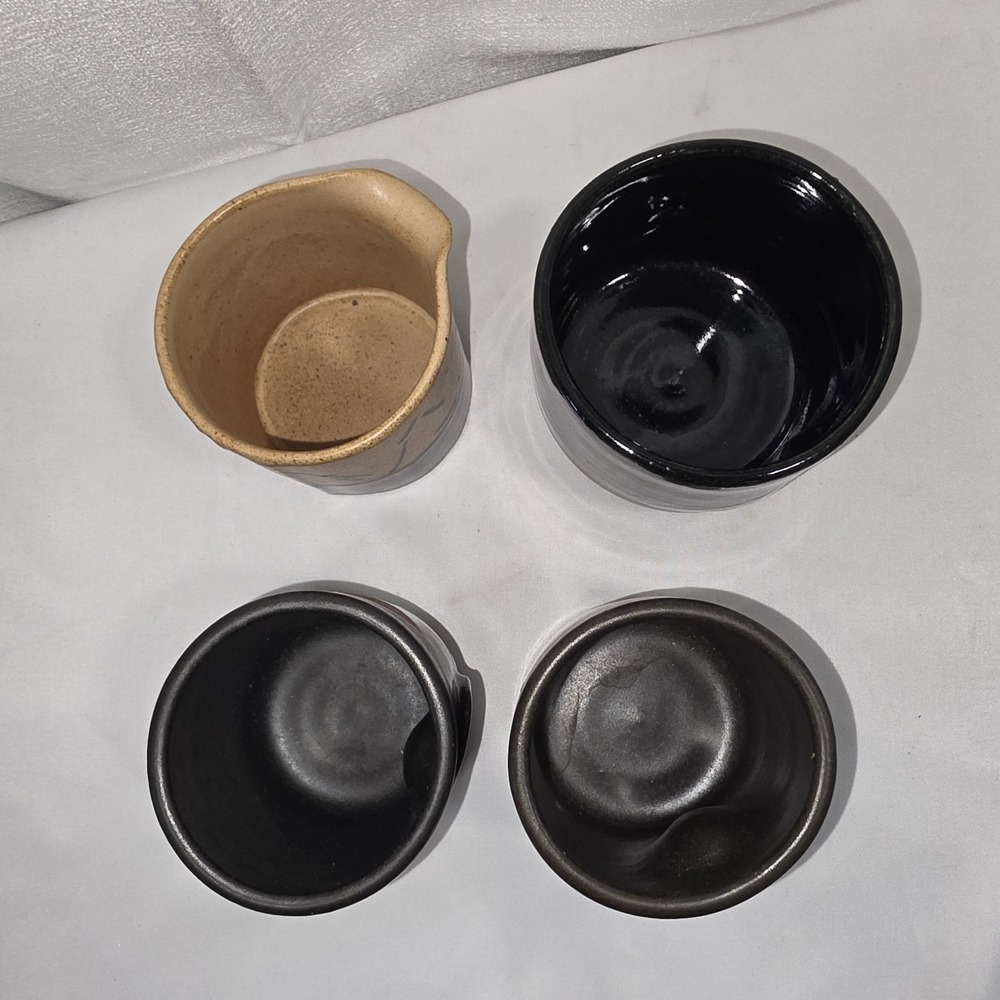 Set Of 4 Modernist Yunomi Japanese Ceramic Stoneware Sake Tea Expresso Cups - Picture 6 of 8